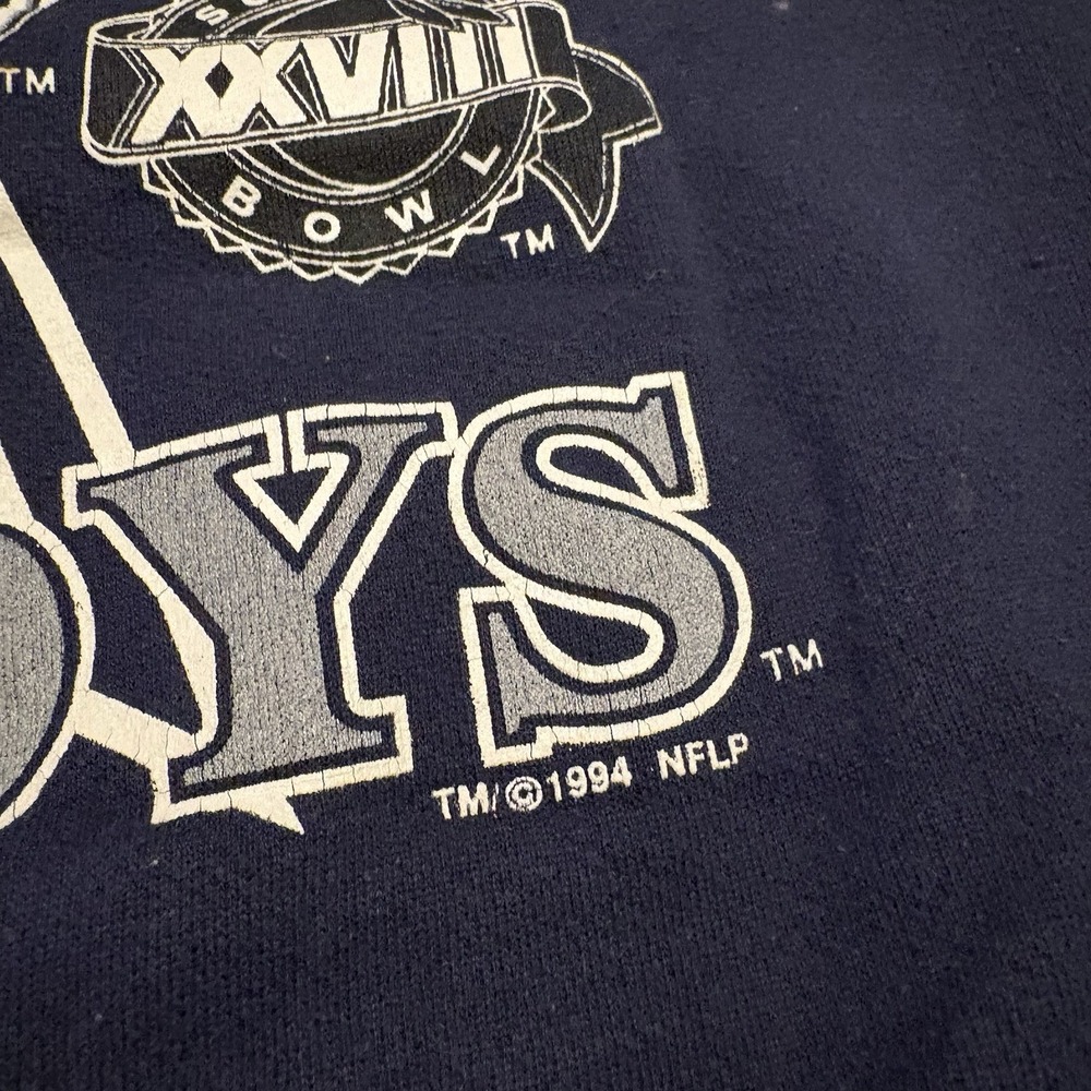 1994 Super Bowl Champions Back To Back Dallas Cowboys Sweatshirt NFL Logo 7 Larg - Picture 5 of 14